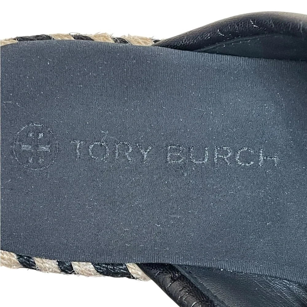 TORY BURCH Leather‎ Espadrille Slide Sandals Size 7.5M